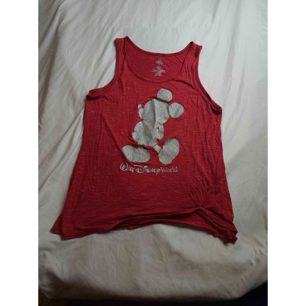 Walt Disney World Tank Top Womens‎ Medium Red Mickey Mouse Scoop Neck Cartoons